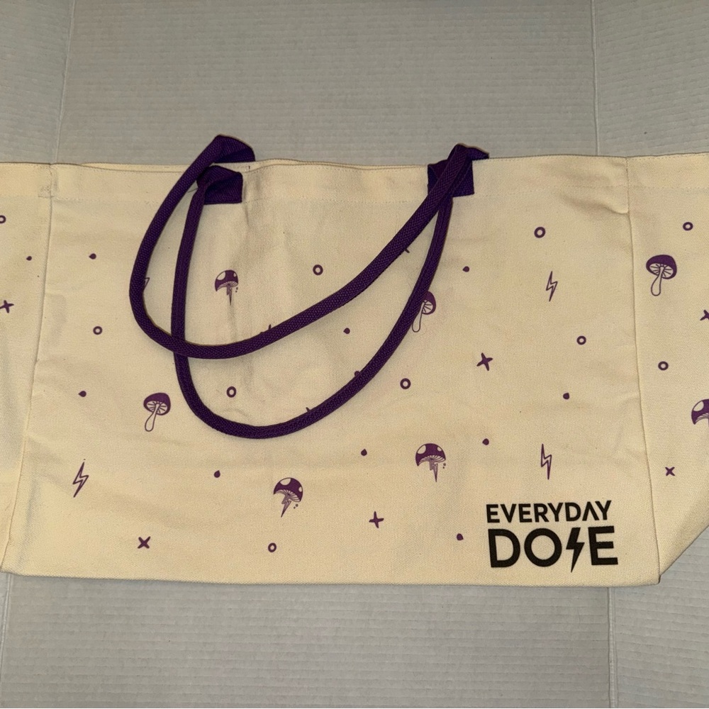 Cream Tote with Purple Accents